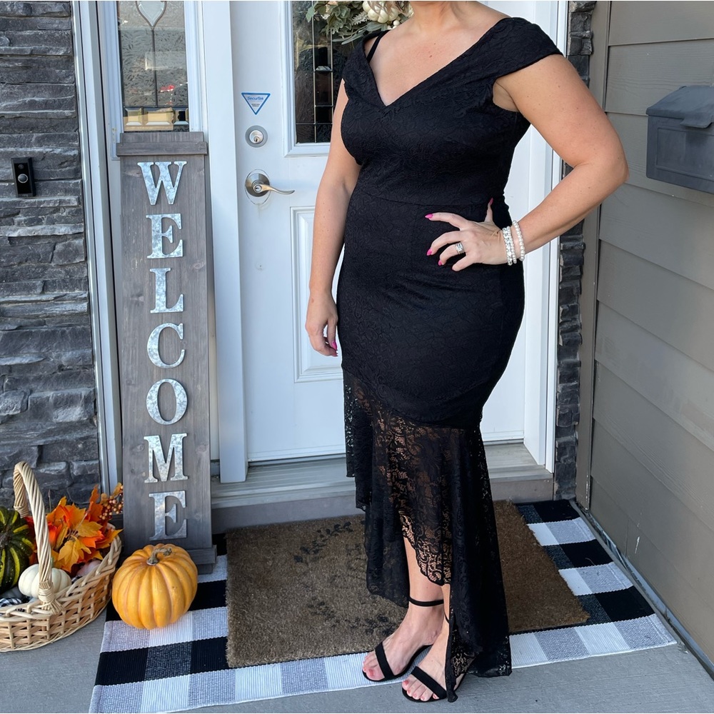 High low lace gown